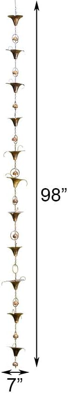 Ancient Graffiti Calla Lilies and Bells Rain Chains, Flamed Copper Colored, Set of 2 (2)