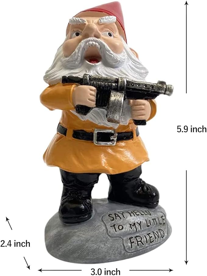 Garden Gnomes Outdoor Funny Garden Gnomes Funny Gnomes with Guns - for Indoor Outdoor Garden Gnome Sculpture Patio Yard Lawn Dwarf Decoration
