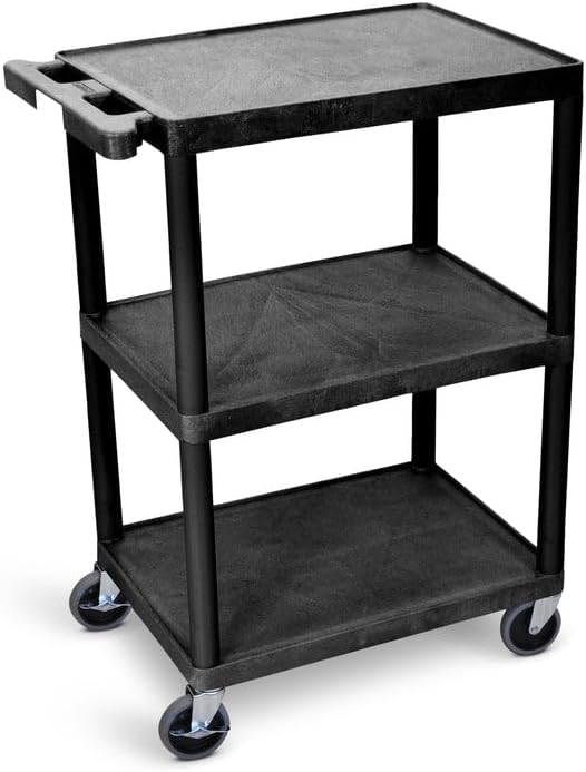 Luxor HE34 Utility Cart (Pack of 25) 3 Shelves Structural Foam Plastic - Black