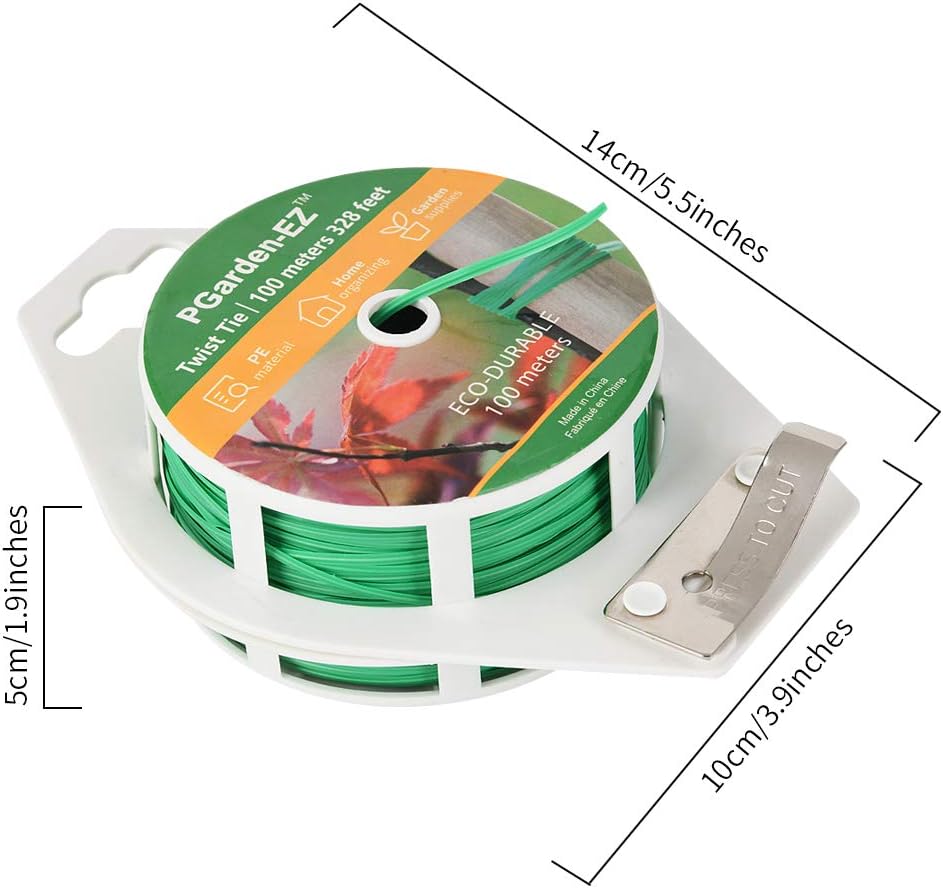 Twist Ties - 328ft Plant Ties PE-Coated Garden Ties with Cutter for Gardening Tomatoes Vines and Office Home Cable Organizing (1Reel/Green)…