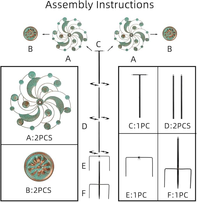 DREAMYSOUL Wind Spinner, Kinetic Wind Spinners Outdoor Metal, Garden Spinner for Yard Outside Patio Lawn Decor (Green & Cooper)