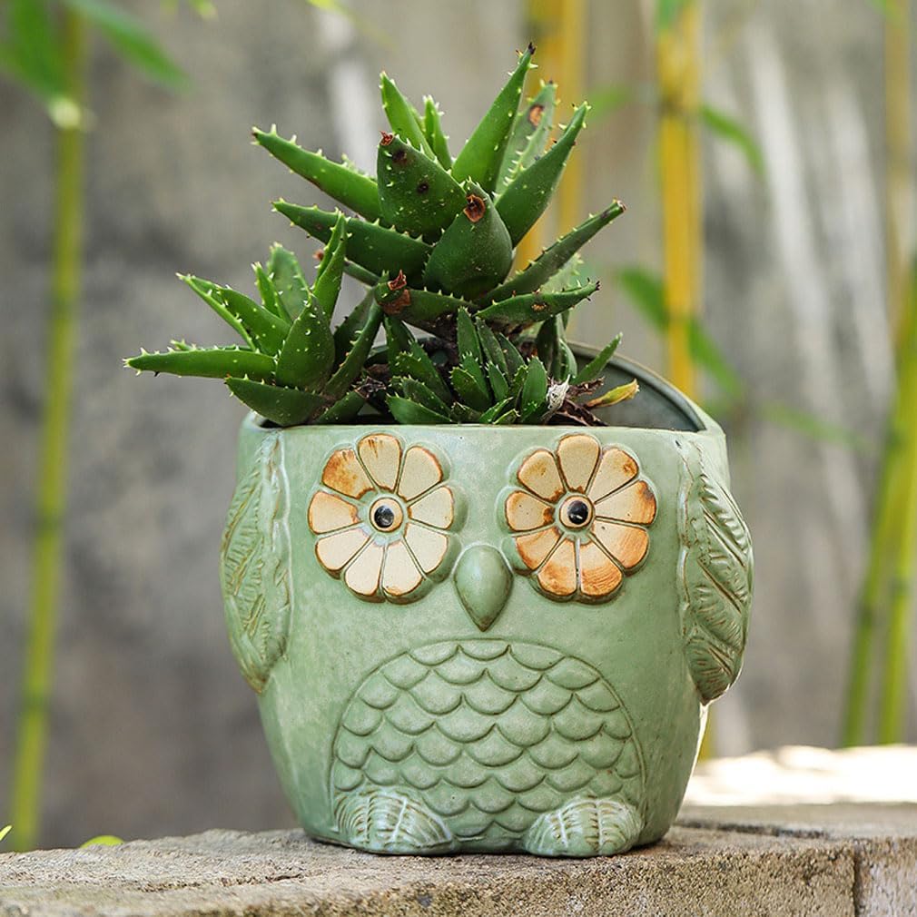 7Inch Ceramic Owl Wall Planter Hanging Planter Flower Planter Succulent Pot Indoor Outdoor Planter Garden Pots Large Ideal Gifts for Women, Mom or Birthdays