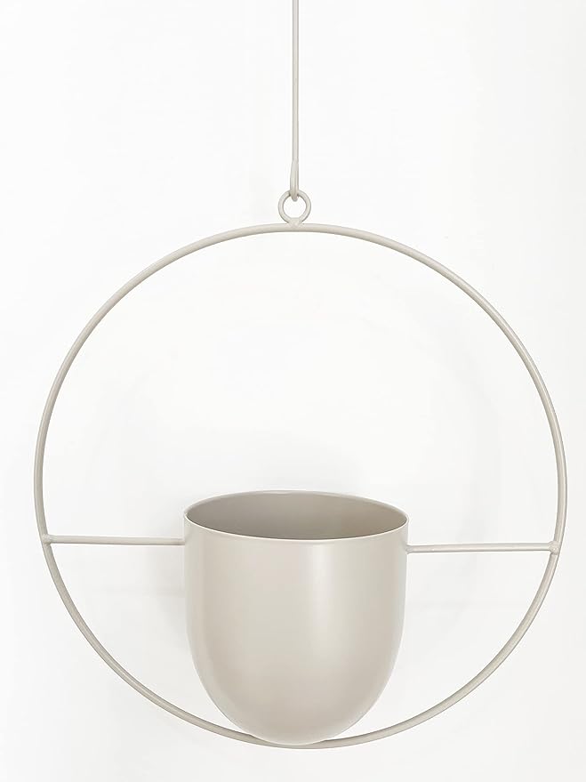 Boho White Metal Plant Hanger,Metal Wall and Ceiling Hanging Planter, Modern Planter, Mid Century Flower Pot Plant Holder, Minimalist Planter for Indoor Outdoor Home Decor…