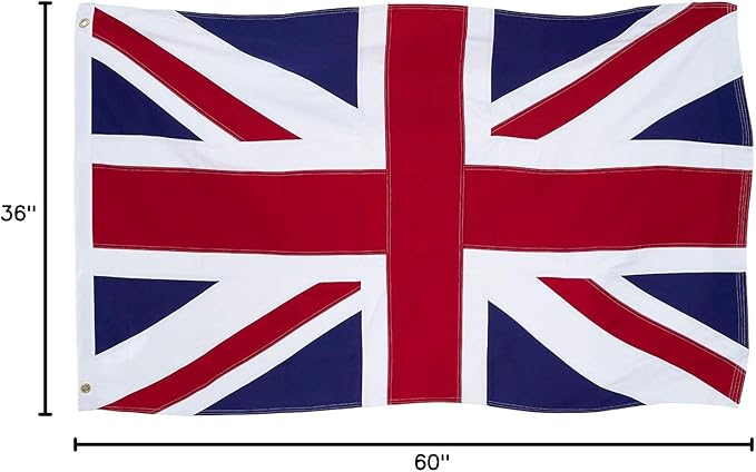 Homissor British Flag 3x5 Union Jack England Flags Embroidered Sewn Stripes United Kingdom UK Flag Heavy Duty Outdoor