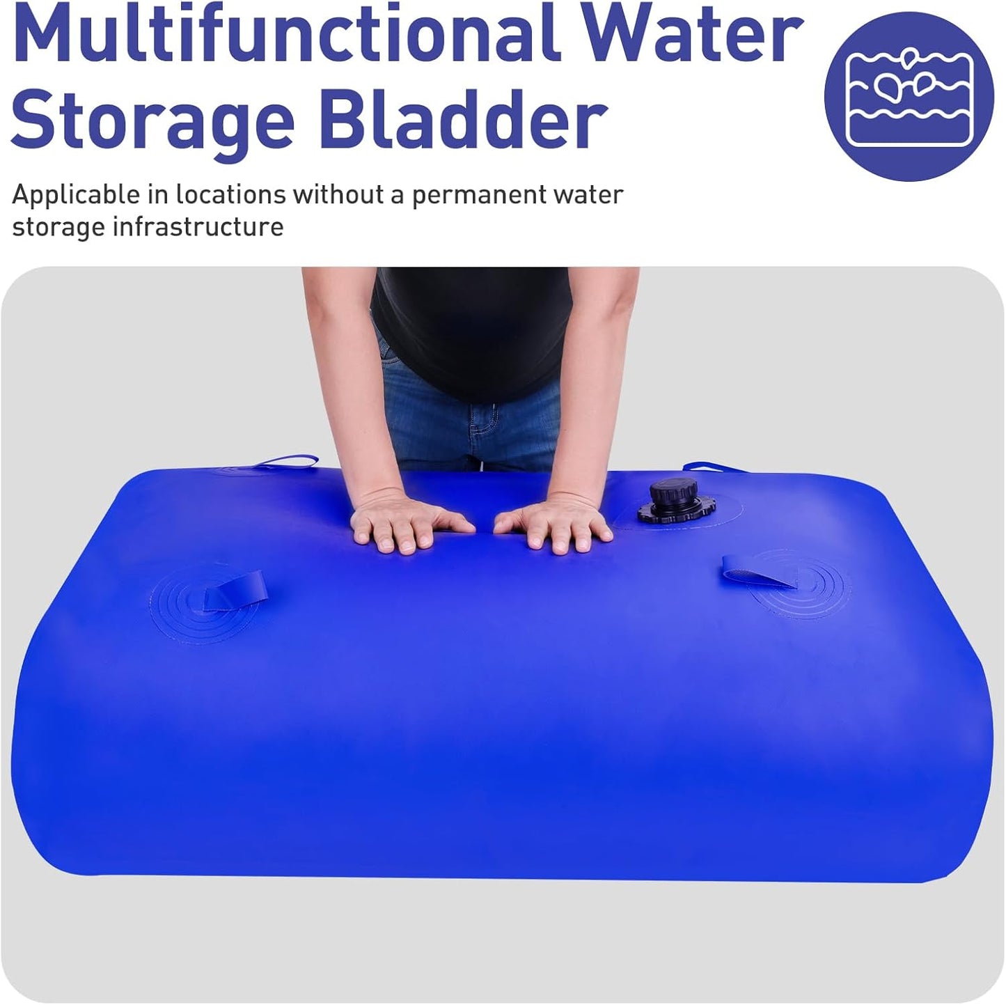 1000L/264gal Foldable Water Bladder Storage Container - Large Capacity Soft Water Bag for Drought Resistance, Fire Prevention, and Emergency Water