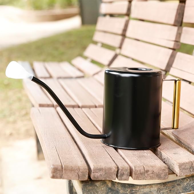 L&H Unico Stainless Steel 62oz Watering Can Long Spout Plant Misters for Indoor Plant Watering or Outdoor Gardening with 2Pcs Removable Spray Spout for Flowers Black