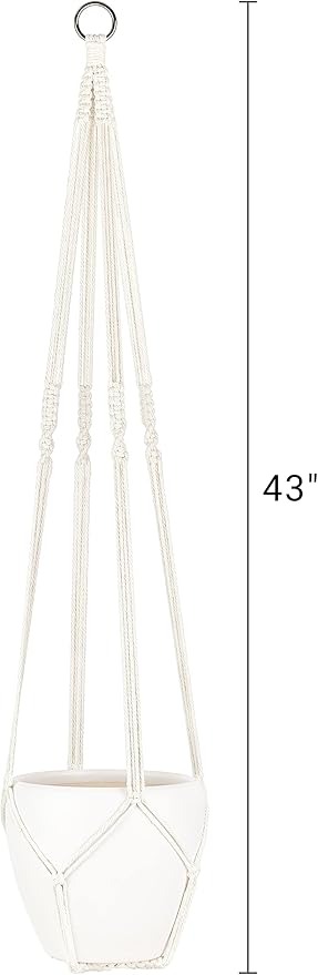 Dahey Macrame Plant Hanger Indoor Outdoor Hanging Planter Basket Large for up to 12" Pot Handmade Woven Cotton Rope Flower Pots Holder for Boho Home Decor, 43 Inch, Set of 2