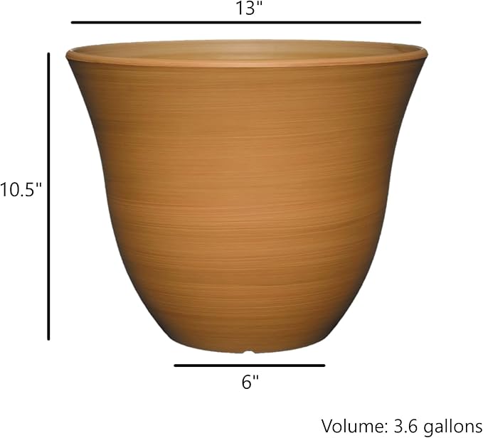 Classic Home and Garden Honeysuckle Resin Flower Pot Planter, Bamboo Brown, 13"