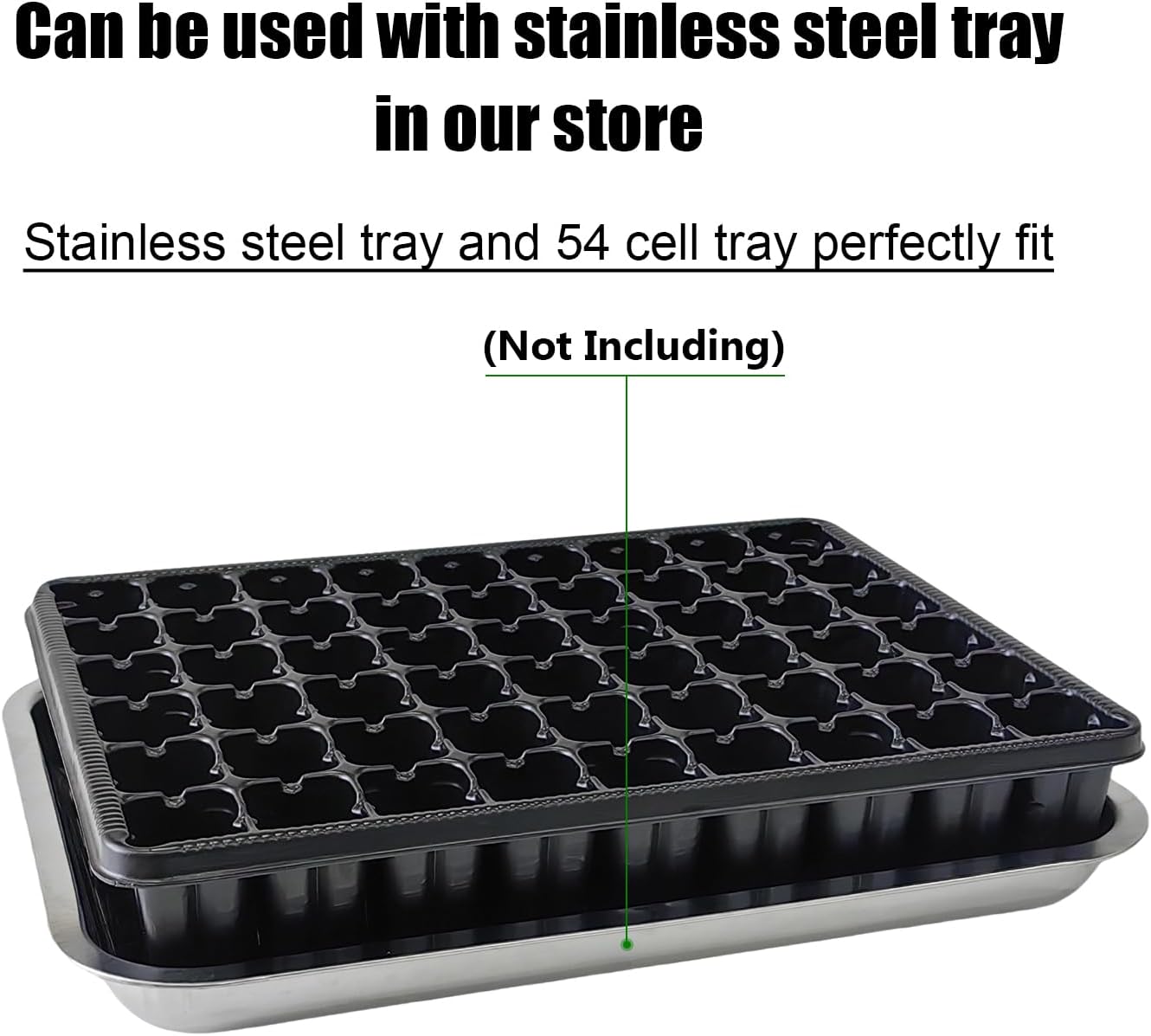 54 Cell Seed Starter Trays, 2.8" Deep Plug Flat Tray,10 Pieces Big Holes Germination Tray, Thick Durable Seedling Plastic Nursery Reusable Trays (11.14inch ×14.6 inch, 10-Pack)