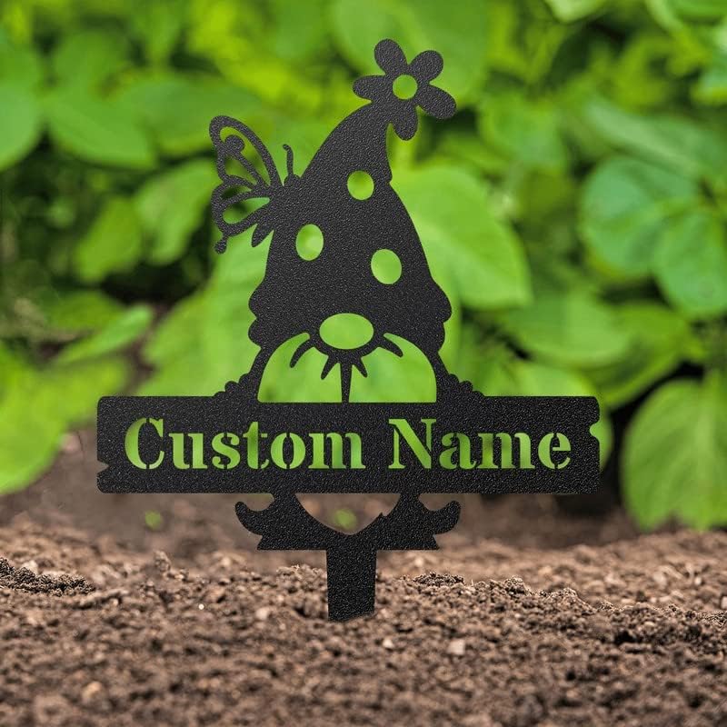 RealSteel Customizable Gnome Seed & Plant Markers โ Durable Metal Garden Stakes for Herbs, Fruits & Vegetables โ Weatherproof Tags for Farmhouse & Greenhouse Dรฉcor (Type 2, Small)