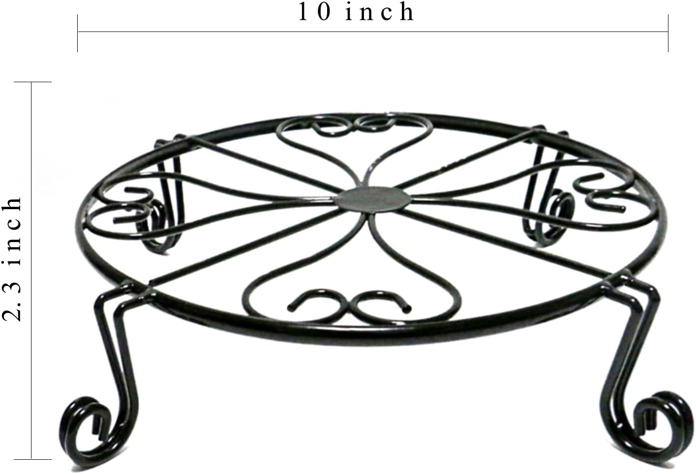 1 pack 10"-12" Metal Plant Stand Outdoor, for Flower Pot Heavy Duty Potted Holder Round Wrought Rustproof Iron Planter Stand, plant Stands Indoor Clearance and Outdoor patio - 10 Inches Black