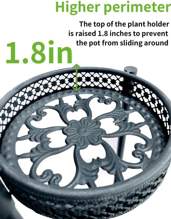 Plant Stand Indoor Outdoor, 5 Tier Corner Metal Flower Display Holder Shelf, Folding Tall Rack for Patio Balcony Porch Garden Living Room House, Heavy Duty Wrought Iron Plant Shelf- BlackWave