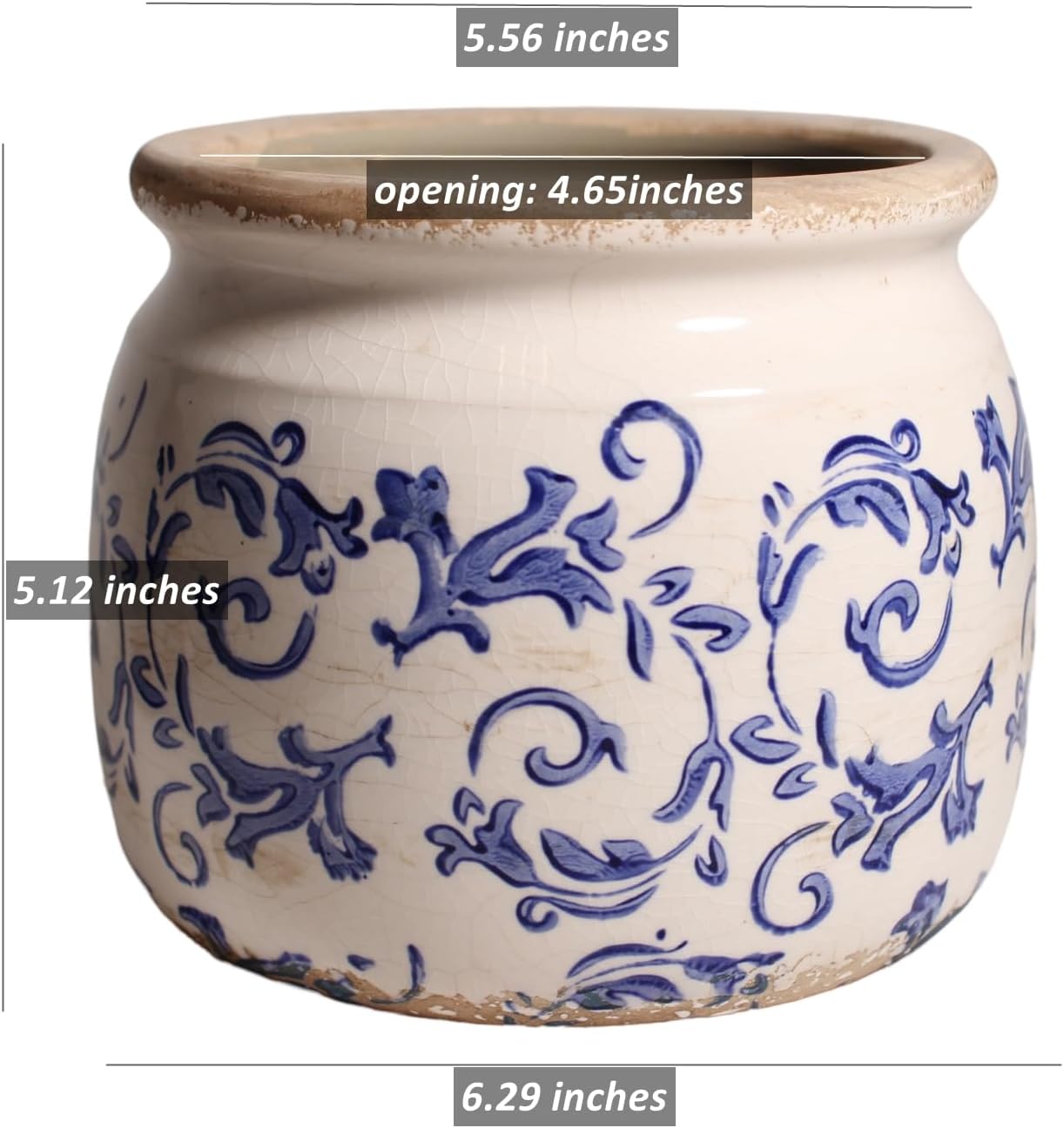 Ceramic Planters for Indoor Plants, Plant Pots with Drainage Hole, 6.29in. Flower Pots for Indoor Plants, Planters & Succulent Pots, Crackle Glaze Finish Plant Pots, Light Blue