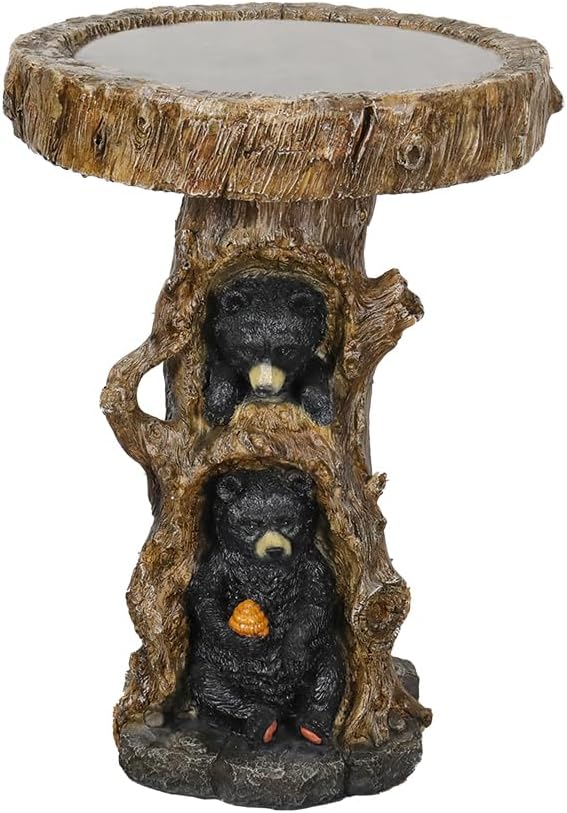 23.6”Tall Resin fiber Outdoor Bird Baths for Garden - Outdoor Standing Birdbath, Woodland Tree Trunk Decoration Yard Statue,Pedestal Birdbaths for Outdoors, Garden, Patio, Lawn, Backyard (23.6''H)