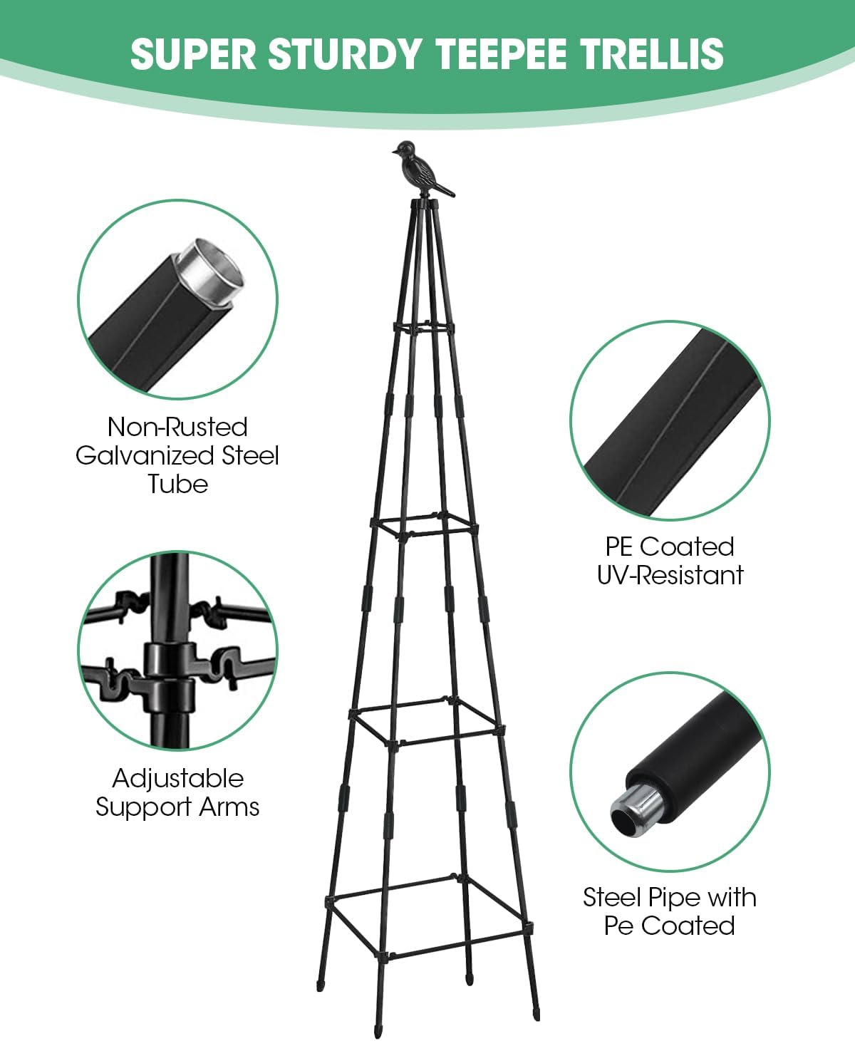 2 Pack Garden Trellis for Climbing Plants Outdoor Indoor Pot 67inch Tall Support for Climbing Vines Vegetables Plants Garden Obelisk Trellis Tomato cage
