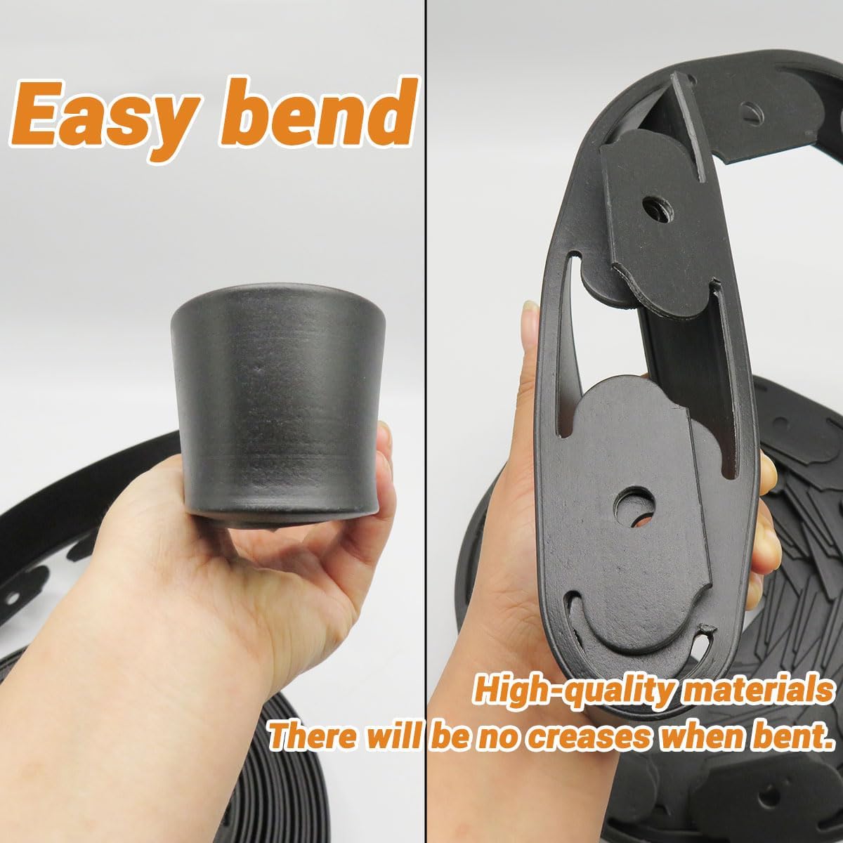 Landscape Edging,66FT Garden Edging with 60 Edging Stakes, Rubber Landscaping Edging, Landscape Edging for Yard, Yard Edging Borders Flower Bed Edging Garden Borders (Black-66FT)