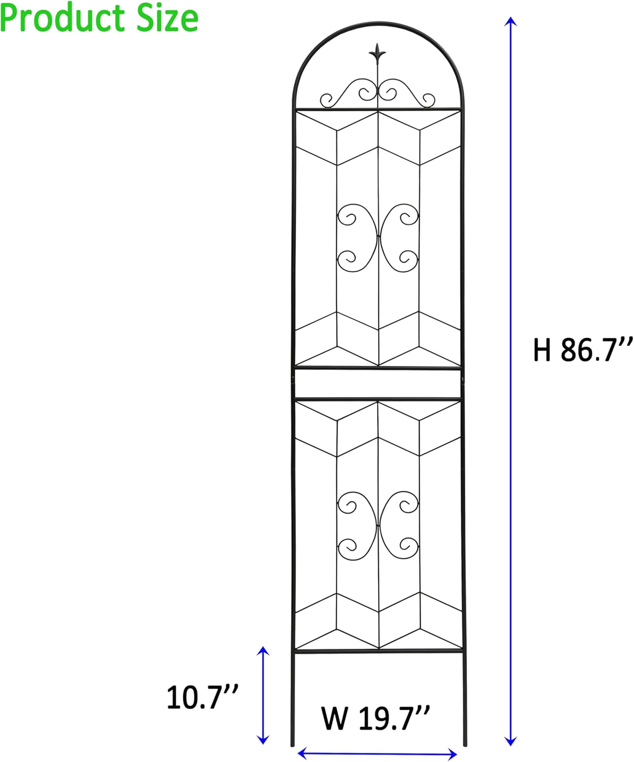 Metal Garden Trellis Rustproof Trellis for Climbing Plants Outdoor Flower Support (Black-2 Pack, 86.7"x19.7")