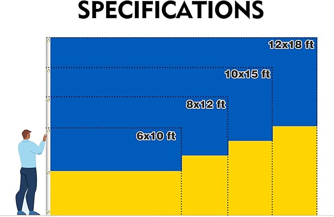 Ukraine Extra Large Flag 6x10FT Giant Ukrainian National Polyester Flag With 3 Grommets For Patriotic Ukrainian Themed Festival Events Party Decoration(Ukraine, 6x10FT)