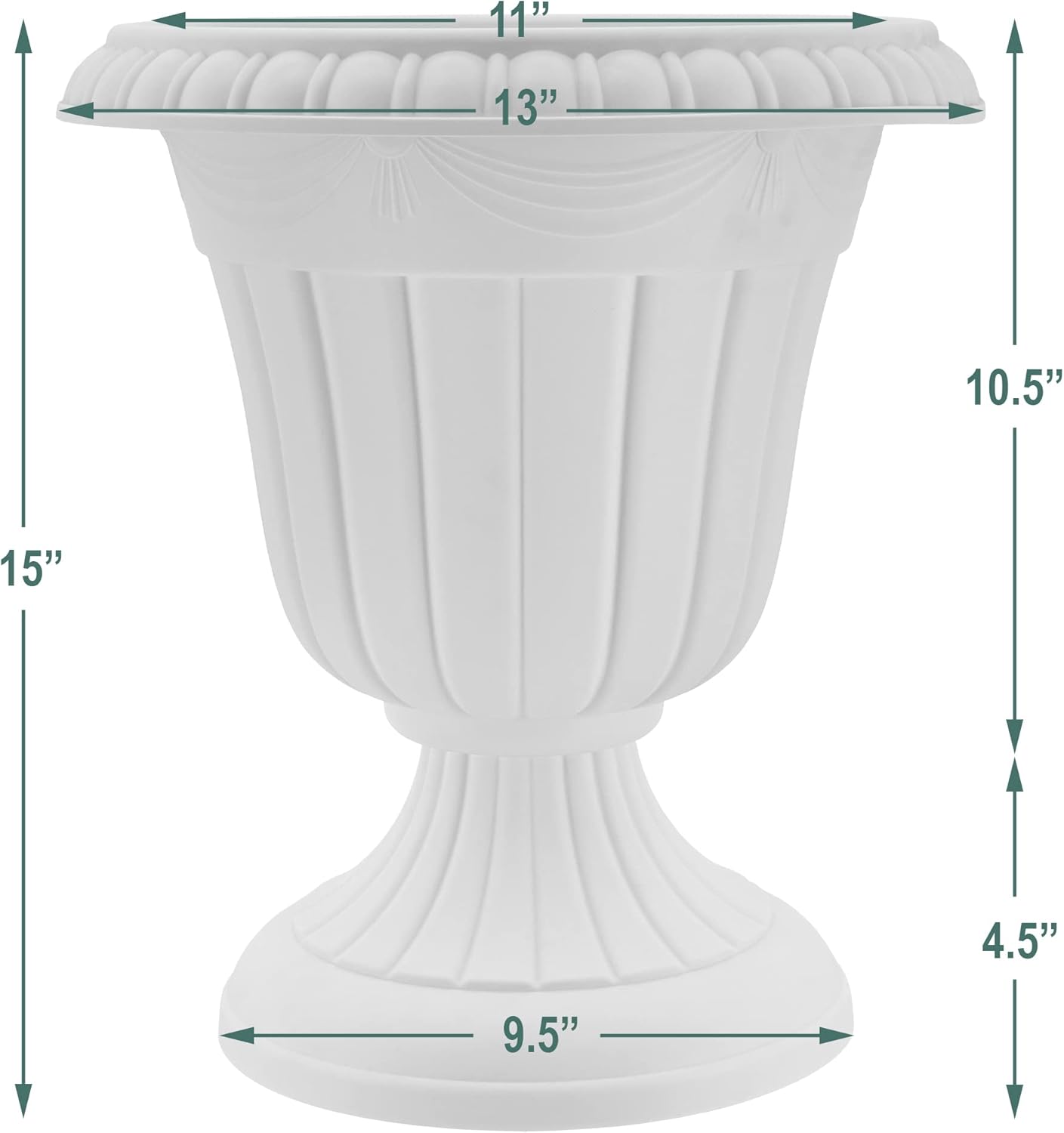 PL10CP Classic Traditional Plastic Urn Planter Indoor/Outdoor, 15" x 13", Brushed Copper