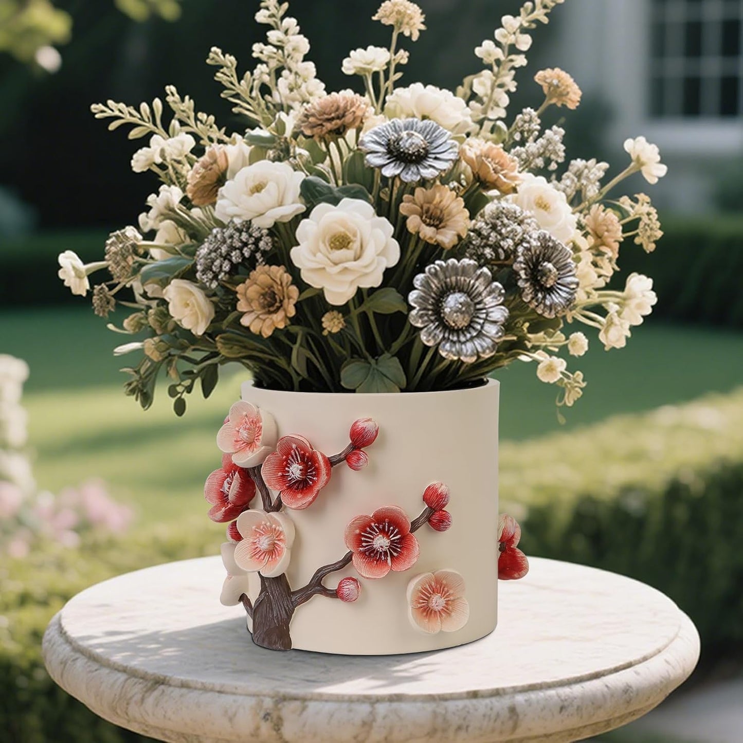 Flower Petals Plant Pots - Cute Planters for Indoor Plants, Decorative Plant Pots with Drainage, Funny Unique Planter for Succulents/Snake Plants/Cactus - Retirement Gift for Woman