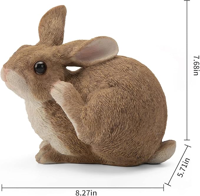 Bunny Statue Garden Statues Rabbit Figurines Decor Outdoor Polyresin Easter Decorations Bunnies Gifts Home House Kitchen Patio Lawn Yard Art Housewarming Funny Resin Decoration 8.3inch