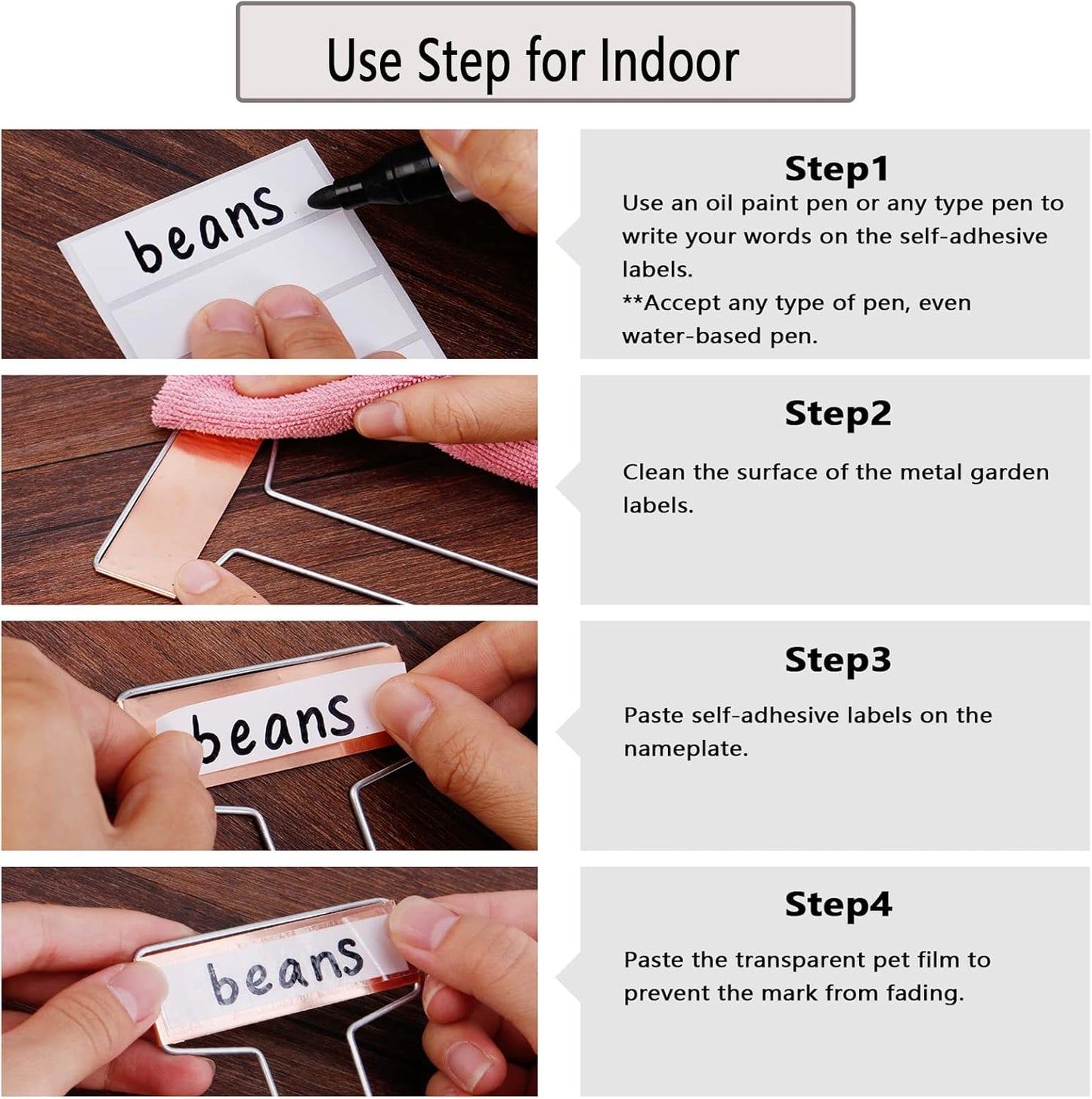 25PCS Copper Metal Plant Tags Plant Labels with 50Pcs Labels, Rainproof PET Film & Permanent Pen, 10" Weatherproof Banner Garden Markers, Marking Protection Seedling Signs Nursery Tags