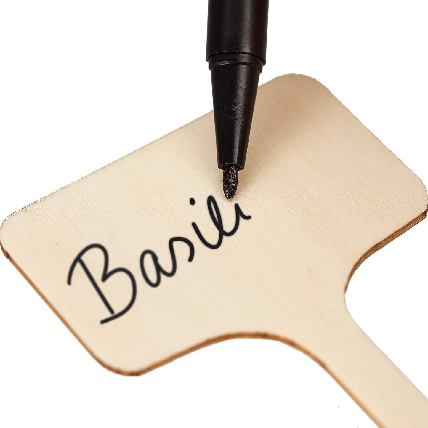 Wooden Plant Tags - 60 Labels and Marker Pen - Wooden Garden Sign for Identification - Seedling Tags for Gardening, Garden Stakes for Potted Plants, Herbs, Vegetables - 4"x2.4"