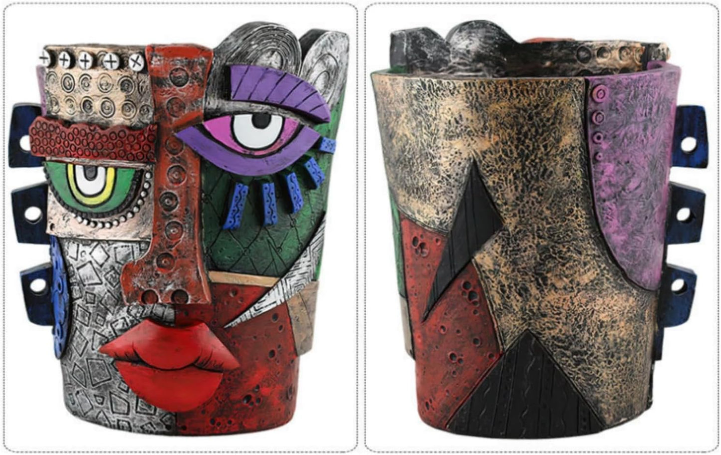 New Picassos Abstract Beauty Face Flower Pot, Colorful Abstract Head Plant Pots, Interesting Decorative Flower Resin Flower Pot, Unique Flower Pots for Home Art Decoration (multicolor-A01)