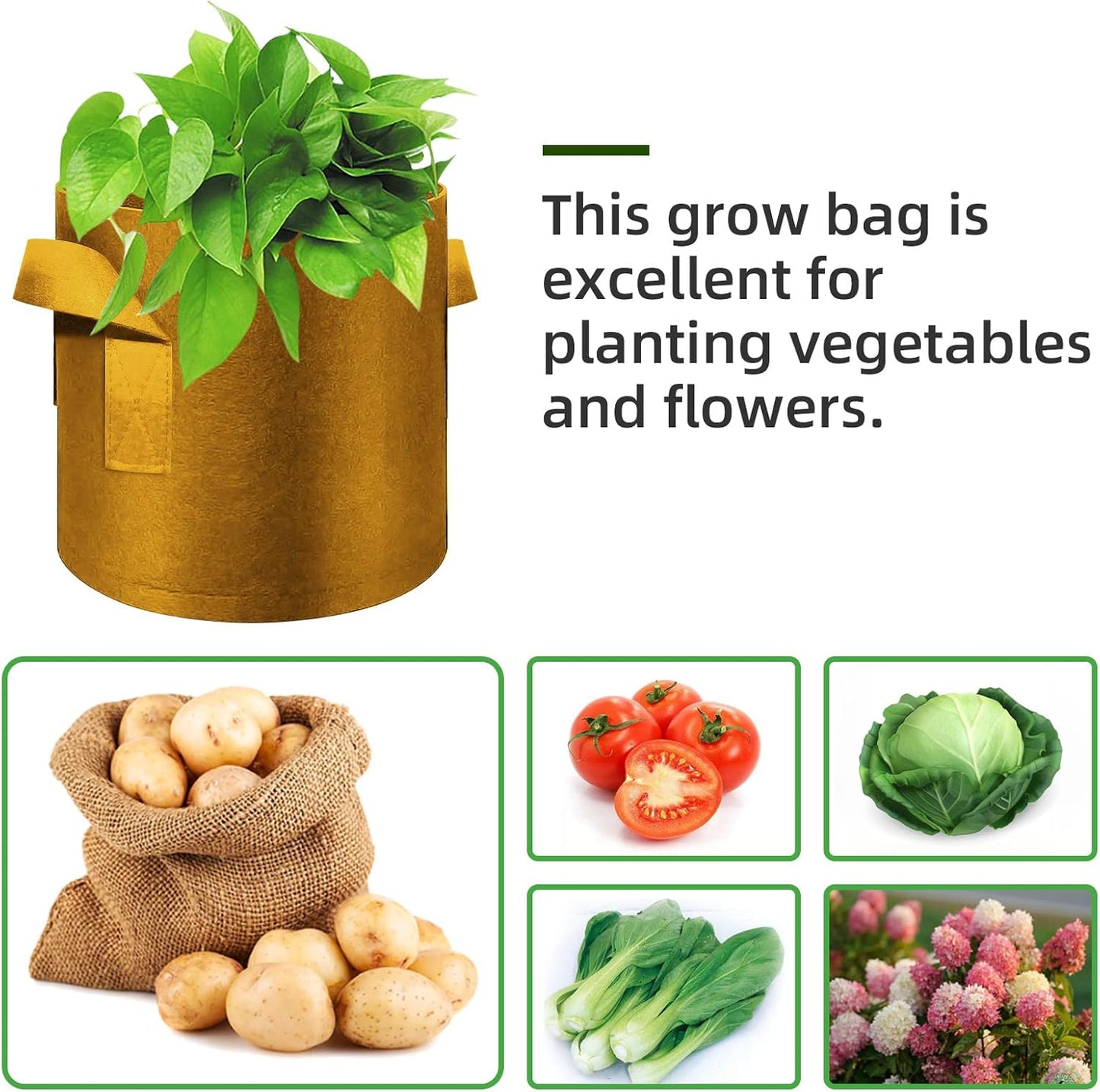 7 Gallon Nonwoven Fabric Planter Bags, Brown - 12 Pack, Thickened, Breathable, Reusable, Drainage, Handles, Vegetable/Flower/Plant/Fruit Outdoor Usage