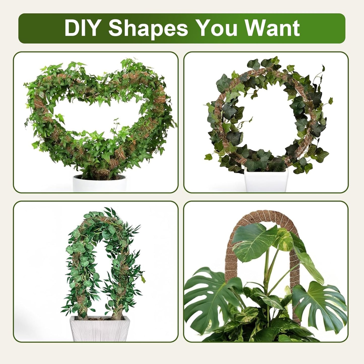 2 Pack 48'' Bendable Moss Pole Monstera Plant Support for Indoor Climbing Plants, Tall Plant Stick Support Stake for Potted Plants, Pothos, Philodendron