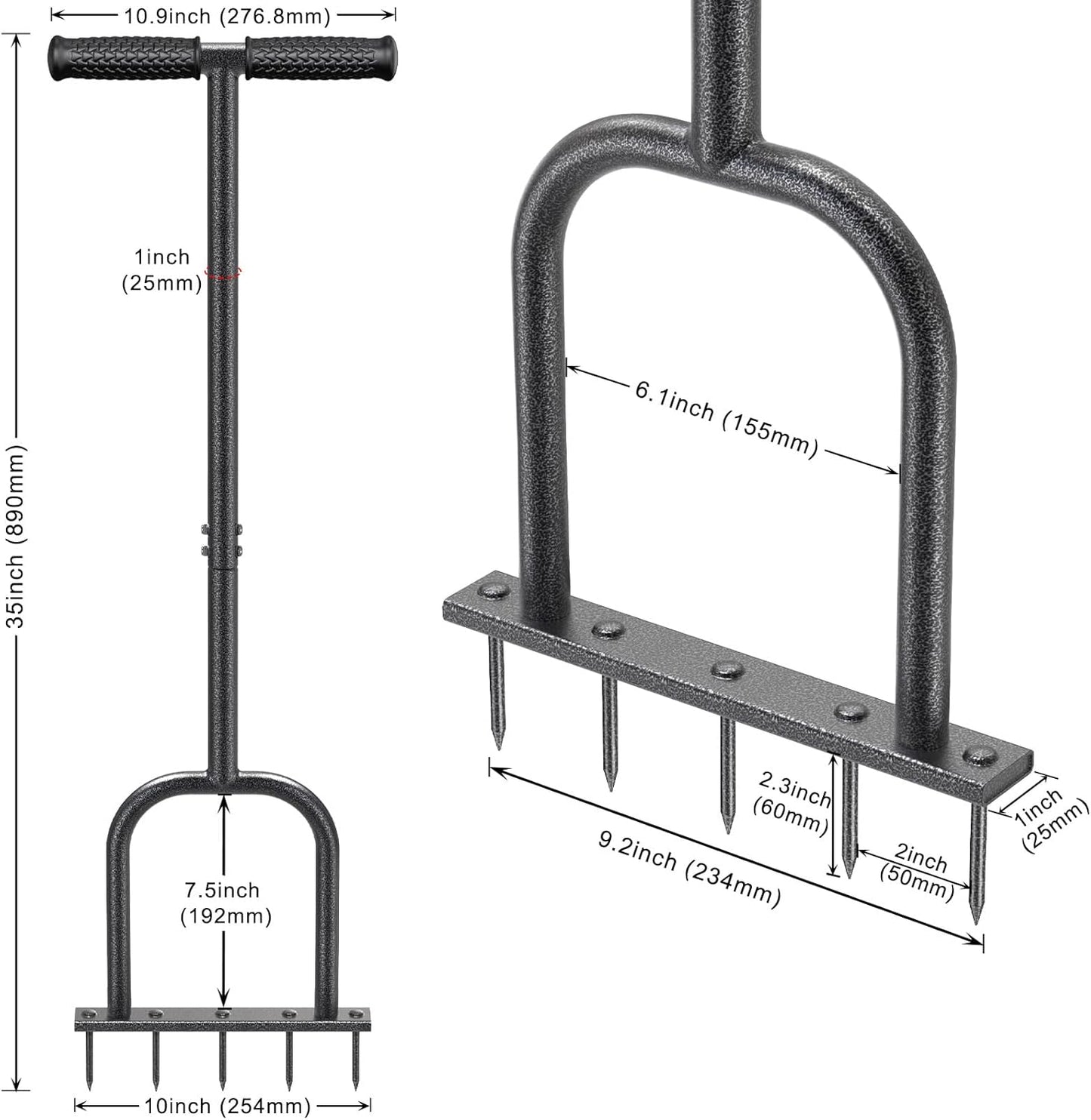BeneLabel Handheld Lawn Aerator Spike Manual Tool with Solid Spikes Grass Aerators for Lawn with Soft Rubber T-Handle Revives Lawn Health, Loosening Soil