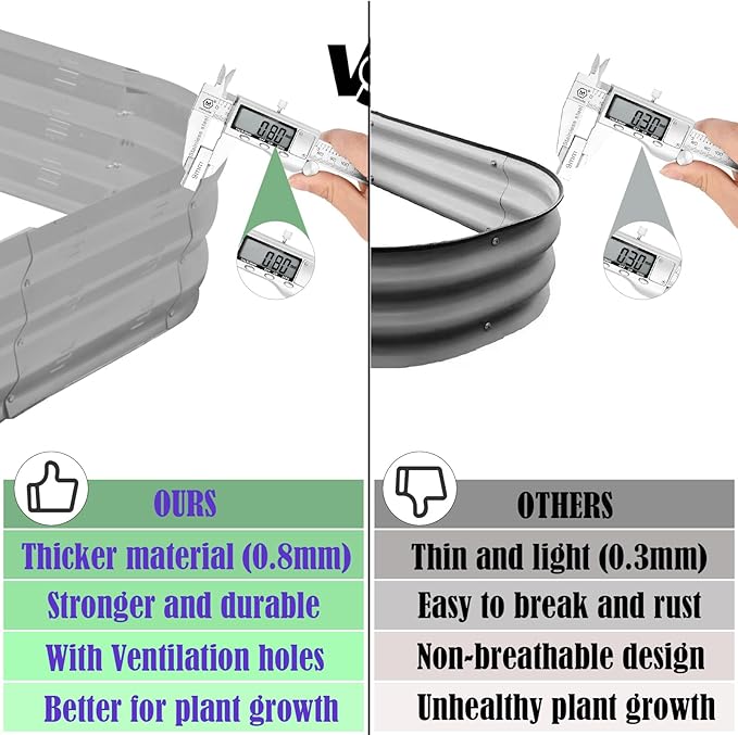Galvanized Raised Garden Bed Kit, Large Metal Raised Garden Beds for Vegetables, Galvanized Planter Raised Garden Boxes Outdoor (Silver)