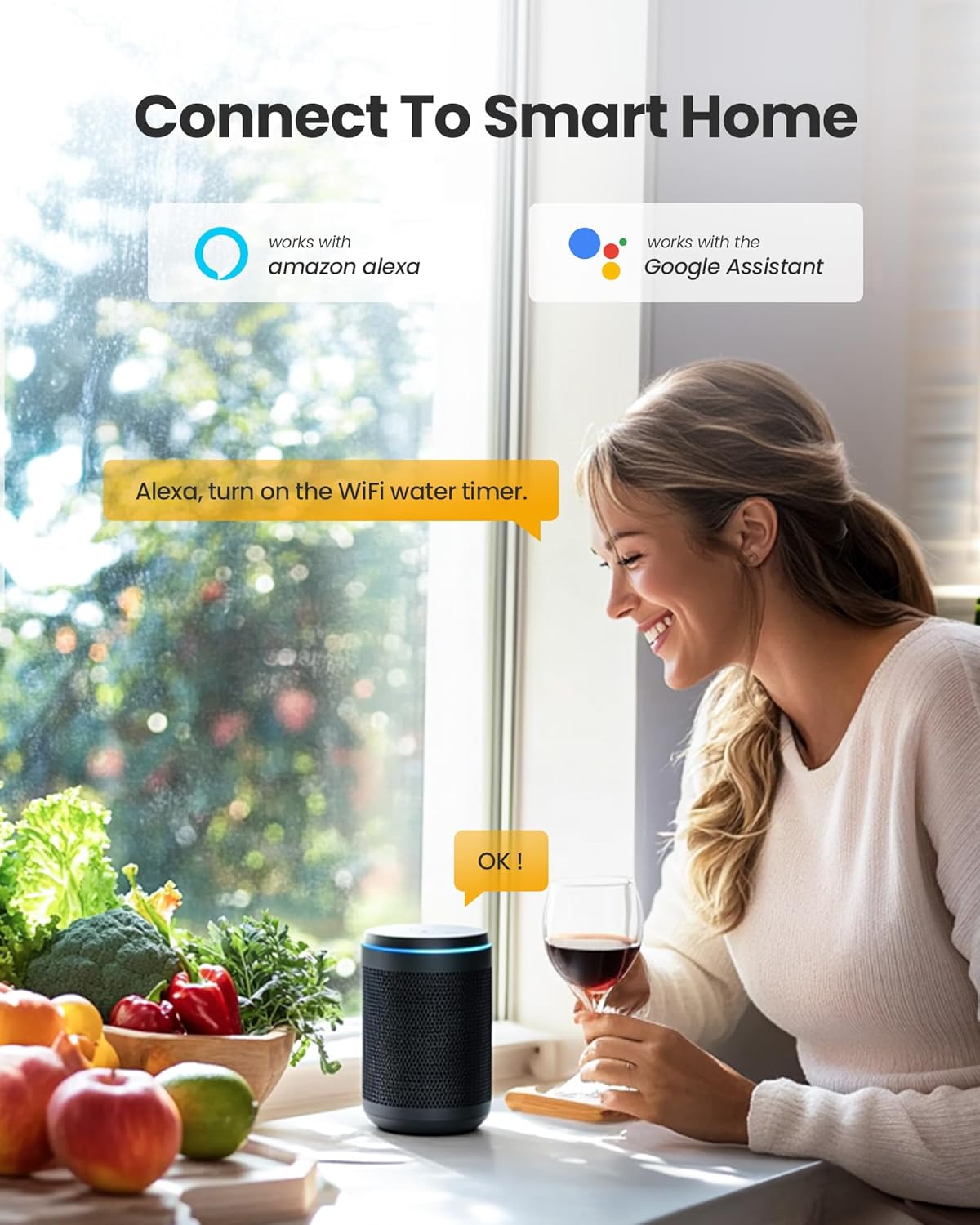 RAINPOINT WiFi Water Timer, Smart Hose Timer WiFi Irrigation Controller, Wireless Watering System Valve, APP & Voice Control, Weather-Based Automatic Rain Delay, Brass Inlet