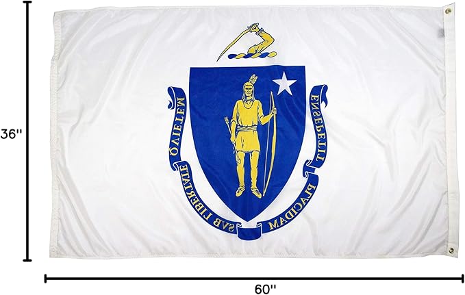 FlagSource Massachusetts Nylon State Flag, Made in the USA, 3x5'