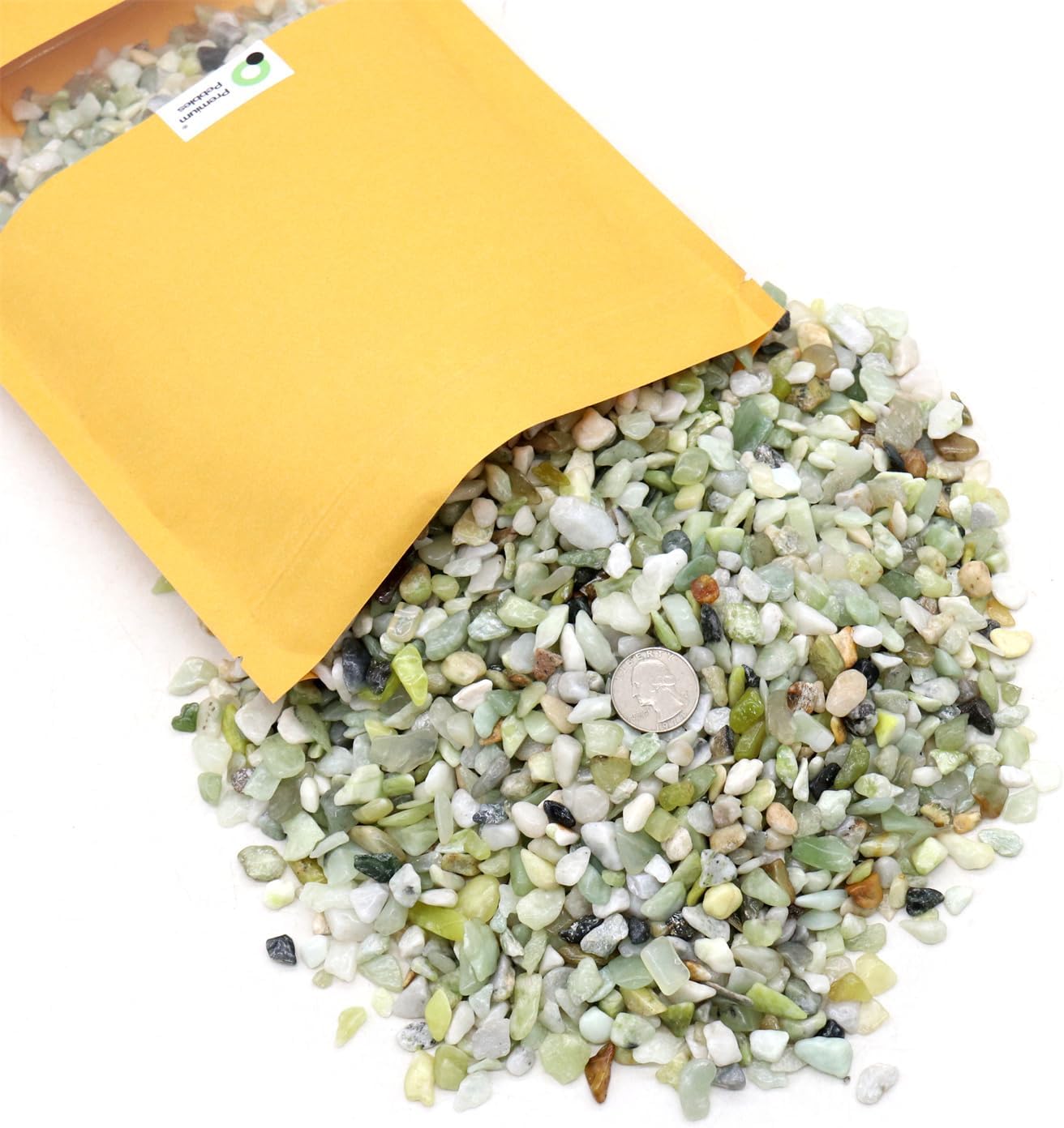 Rocks for Plants. Green Jade Decorative Polished Pebbles. 1/5 Inch – 2 lbs for Garden, Vase fillers, Crafting, Succulents, pots, Plants (Mini (0.2 Inch), Green Jade - Polished, 2)