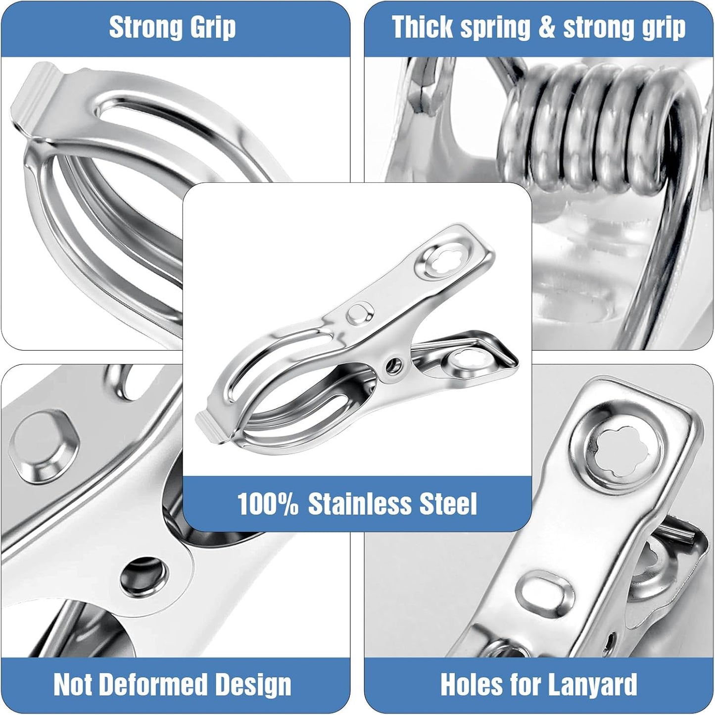 Upgraded 200 PCS Garden Clips, Greenhouse Clamps 100% Stainless Steel Heavy Duty Greenhuose Clips for Netting - Strong Grip to Hold Down Shade Cloth or Plant Cover on Garden Greenhouse Hoops