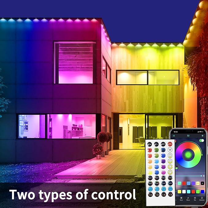 500ft Permanent Outdoor Light,RGB Eave Lights Music Sync IP67 Waterproof Outdoor Eave Lights Lighting, can be Used for Garden,House,Party,Holiday Decoration(2 Rolls of 250ft)