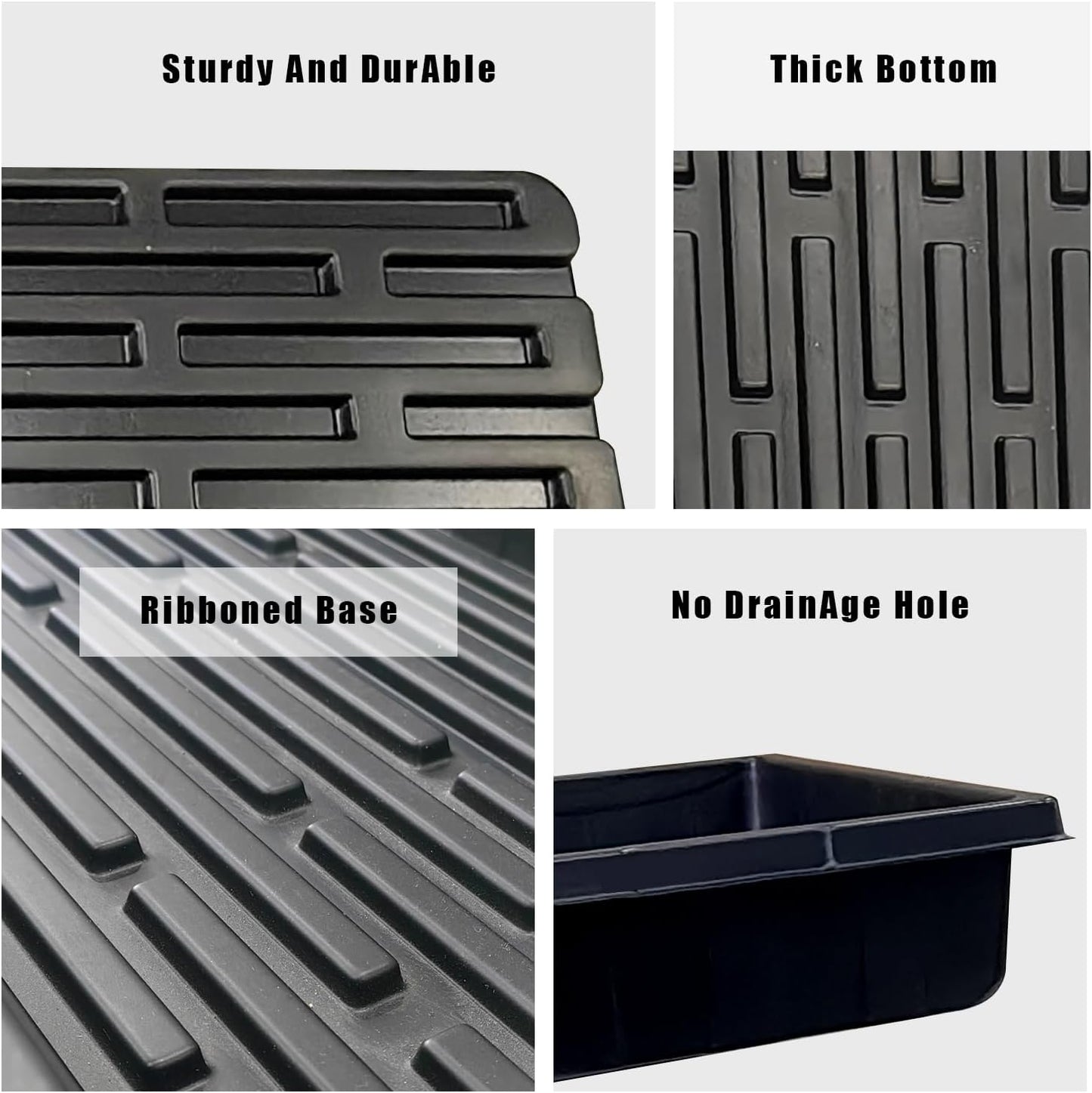 Plant Growing Nursery, Standard 1020 Trays Plastic Sturdy Farmer Self Seedling Tray for Microgreens Indoor Nursery Pots Transplantation (5-Pack, 21.6"Ă11.2", 2.52" Deep, no Holes)