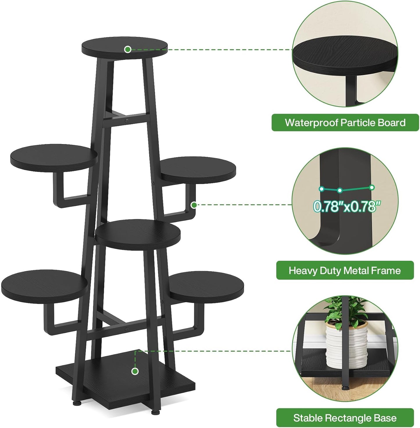 Tribesigns 7 Tier Plant Stand Indoor, Tall Plant Shelf for Multiple Plants, Wooden Corner Plant Pots Holder Rack Flower Stand Shelf Planter Organizer for Living Room Balcony Garden, Grey