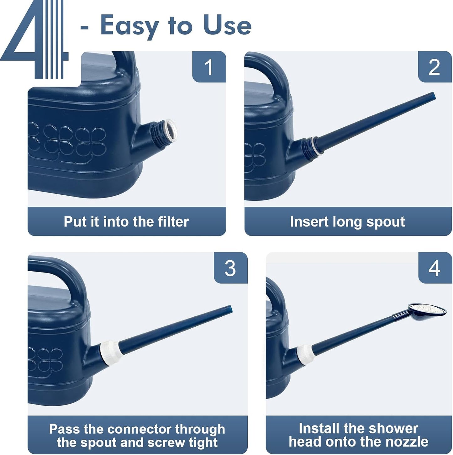 2 Gallon Watering Can for Outdoor Plants, Plant Watering Can with Removable Long Spout and Stainless Steel Sprinkler Head, Large Water Can for Garden Flowers Vegetables