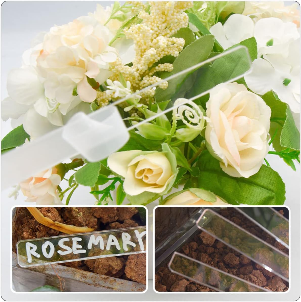 48 pcs Pot Clear Blank Ground Identifier Tag for Acrylic Outdoor Label Markers Garden Labels Identification Label: DIY Plant Gardening Weatherproof Vegetables Stakes