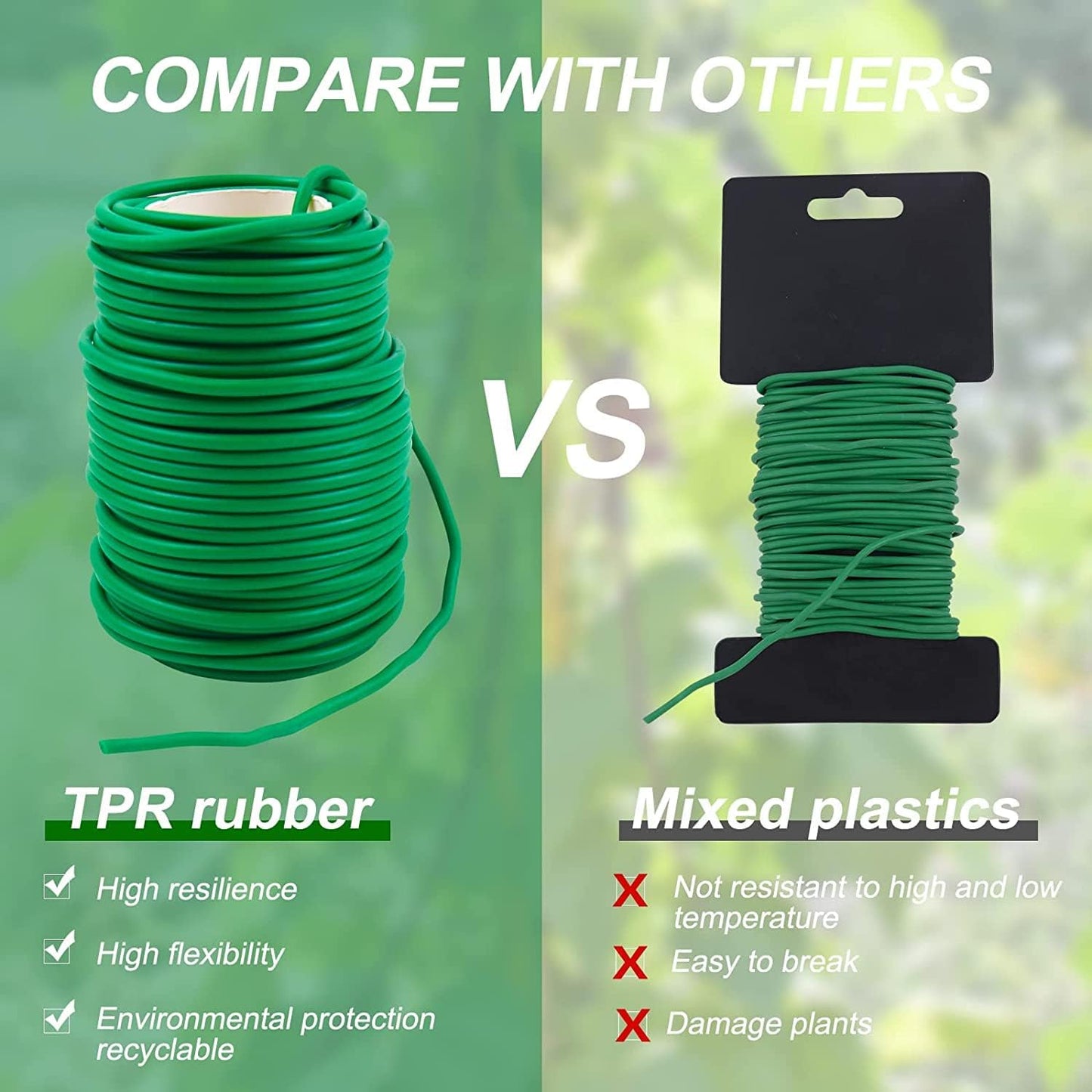 Decoroca Soft Plant Ties for Support - 65.6' Reusable Waterproof Plant Wire, 3.5mm Garden Twist, Office Organization and Decoration Binding(2pcs/Green)