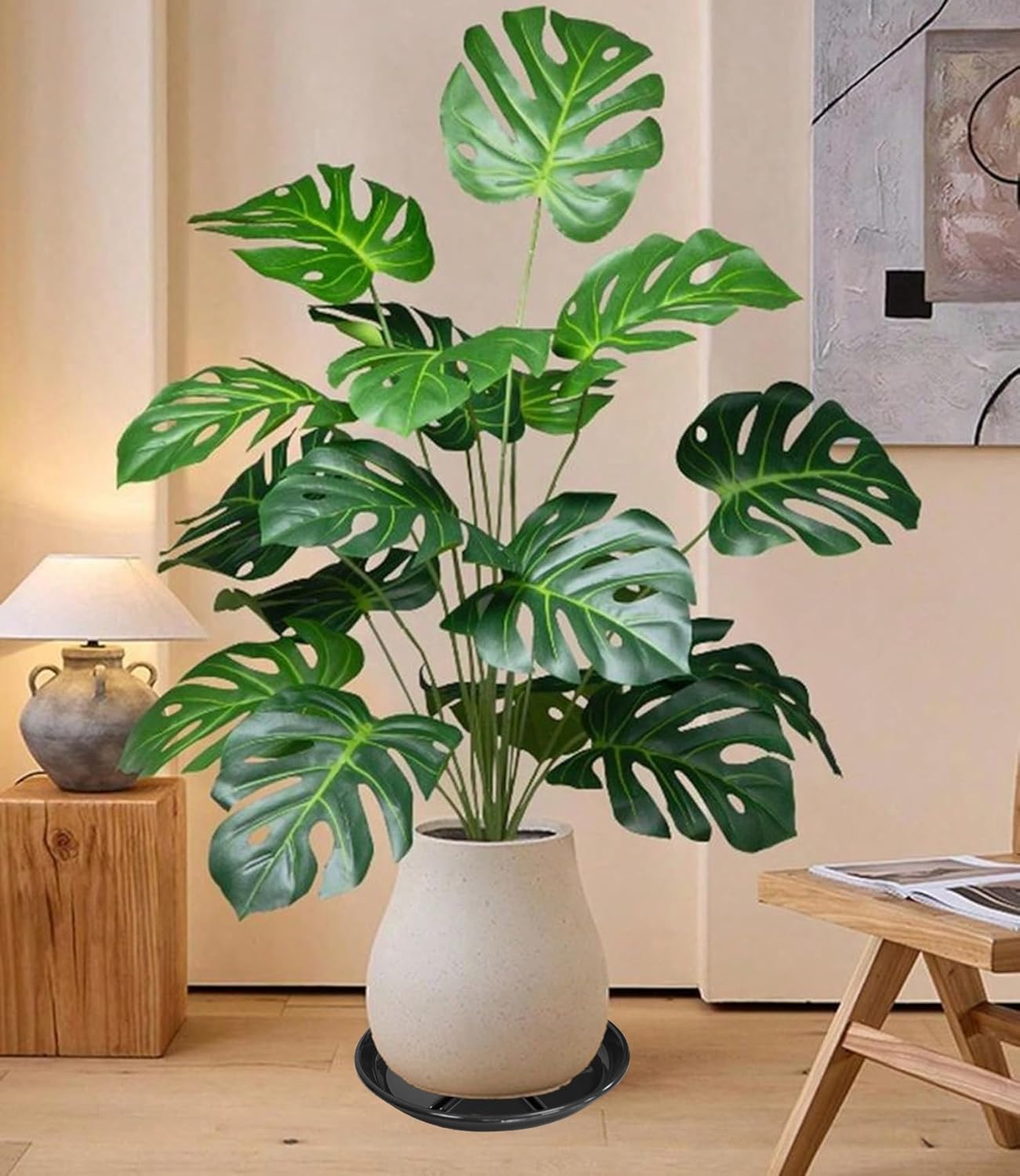 6 Pack of 12 inch Plant Saucer, Large Heavy Duty Plastic Plant Saucers Round, Plant Drip Trays for Indoors Outdoor, Plant Water Tray for Planters, Black