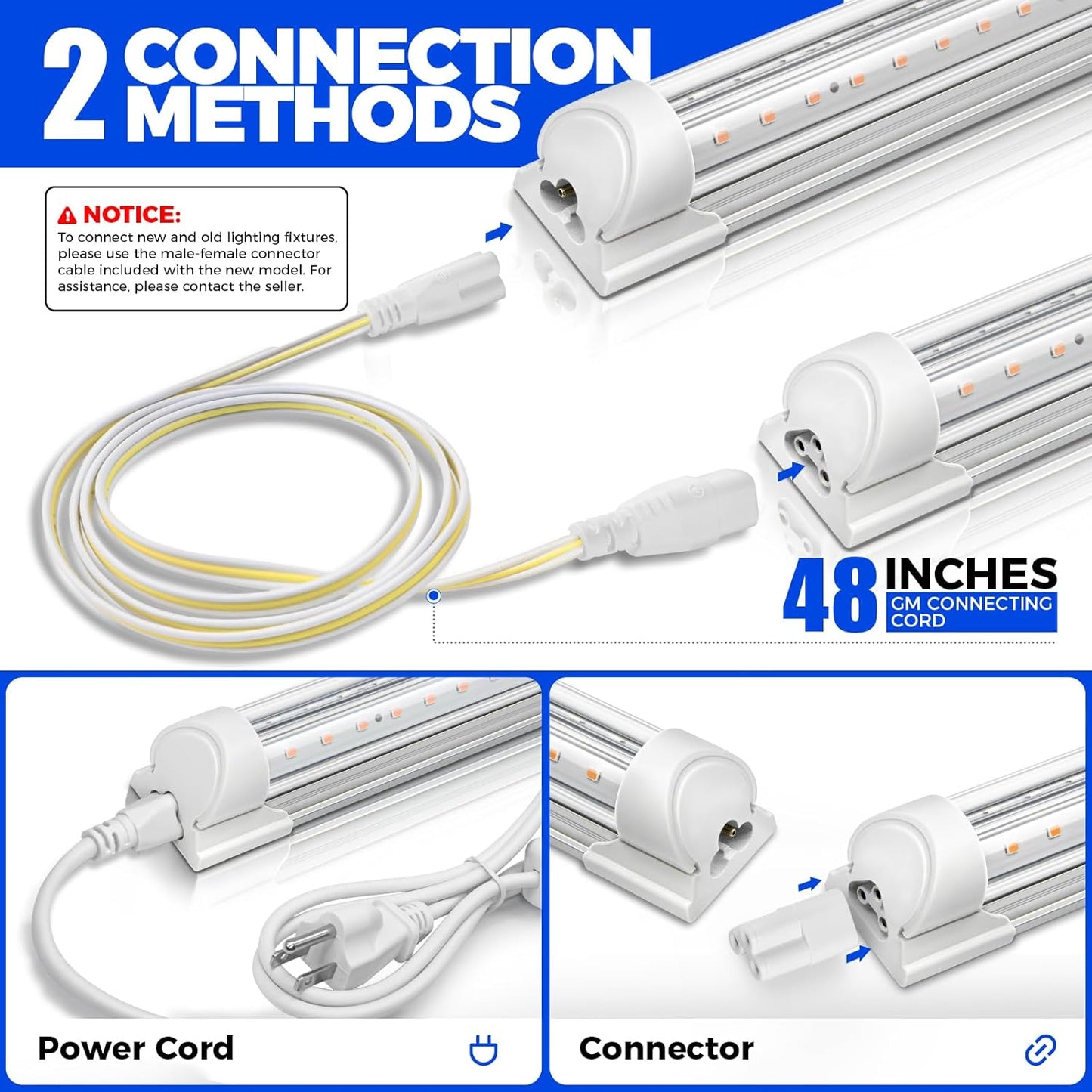 Barrina Grow Light, 96W(4 x 24W, 600W Equivalent), 2ft T8, Super Bright, Full Spectrum Sunlight Plant Light, LED Grow Light Strips, Grow Light Bulbs for Indoor Plants, 4-Pack