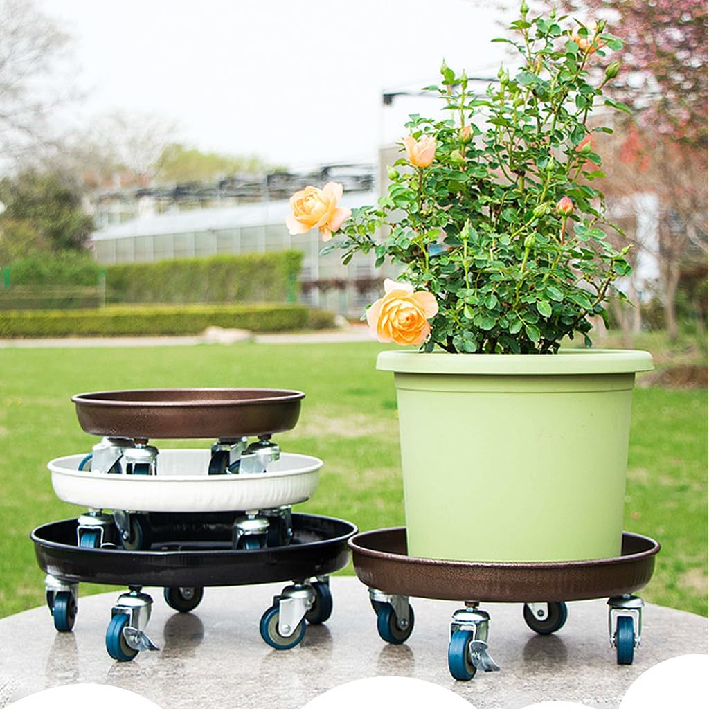 Plant Caddy with Wheels, Heavy Duty Plant Stand with Universal Wheels, Round Pot Trolley for Indoor Outdoor,18inch Bronze