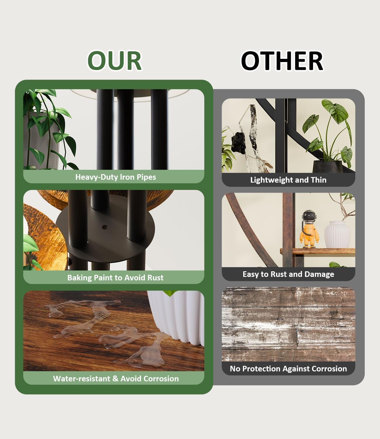 64" Tall Indoor Plant Stand with Grow Light, 9 Tier Metal Rotating Plant Shelf, Adjustable Tree-Shaped Plant Display Rack for Living Room, Bedroom, Office, Balcony