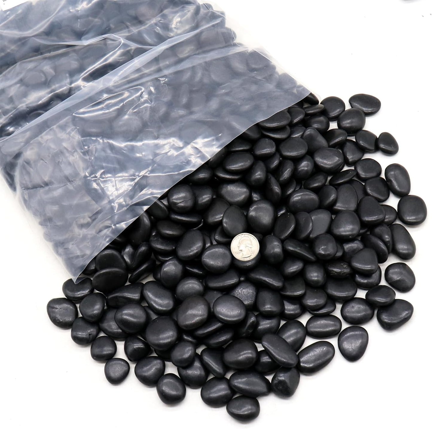 Rocks for Plants. Black Polished Decorative Pebbles. 0.5 to 1 Inch 18 lbs. for Garden, Landscaping, Indoor, Vase fillers, Crafting, Succulents, pots, Plants