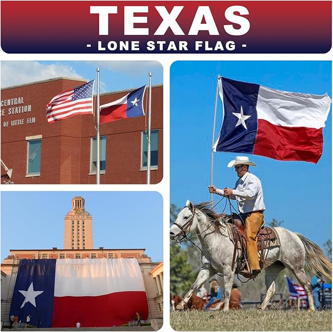 Texas Flag 8x12 ft Deluxe Super Tough Series, Heavy Duty Spun Polyester, All Weather TX Flag High Wind with Embroidered Stars, 4 Brass Grommets, Sewn Stripes, Durable Texas Flags Outdoor Outside