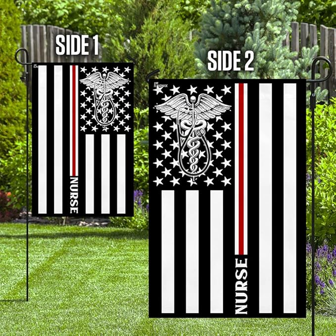 FLAGWIX American Flag, Nurse Flag Thin Red Line Nurse Flag - 4th of July, Independence Day Decorations for Home, Garden, House Flag 30x40 - USA Flags Premium Polyester, Decorative Indoor Outdoor Flag
