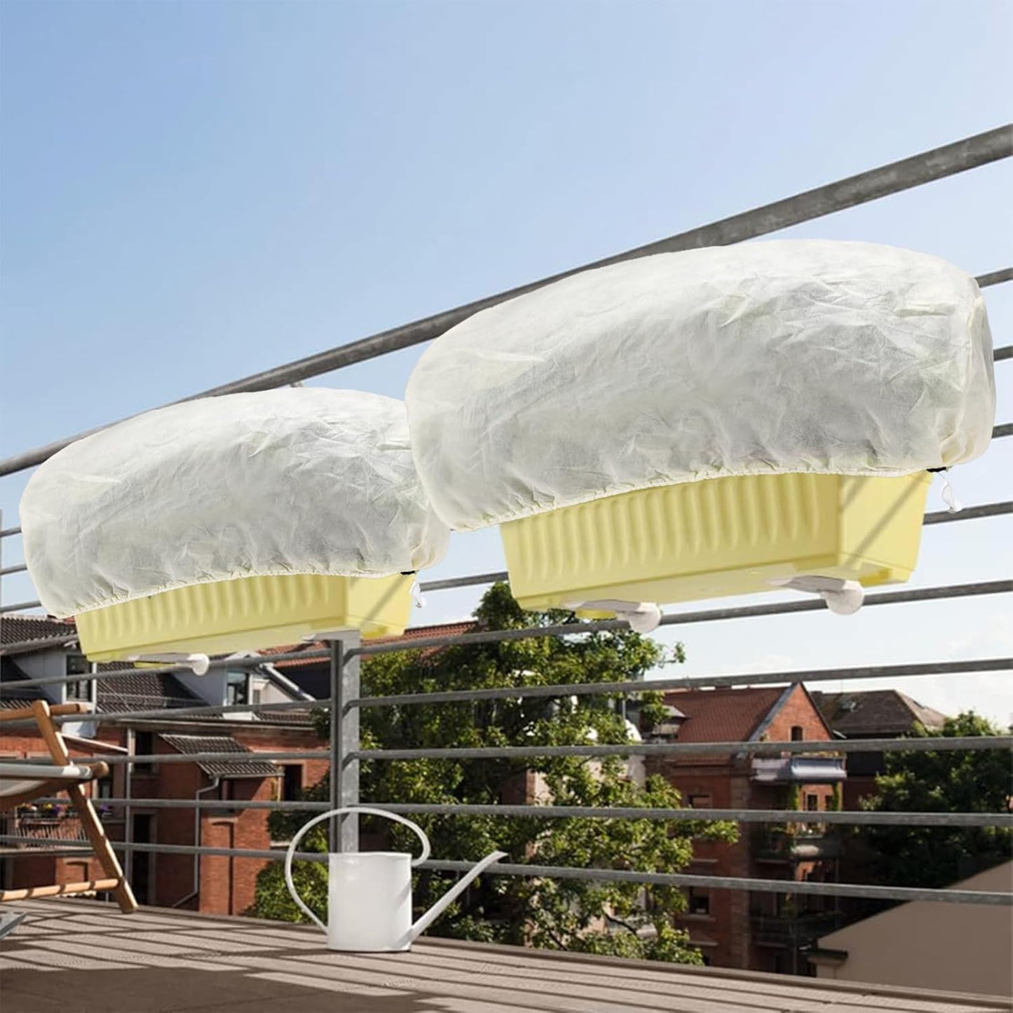 Plant Protection Cover, Winter Frost Cover with Drawstring and Locking Clasp, 80 x 35 x 35 cm-3 Pieces, for Rectangular Planting Boxes